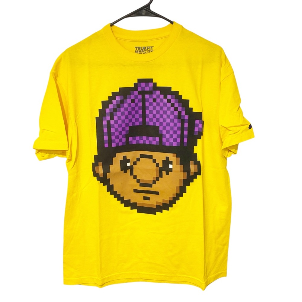 TrukFit T-Shirt Pixel‎ Yellow Skateboard Lil Wayne Size Large